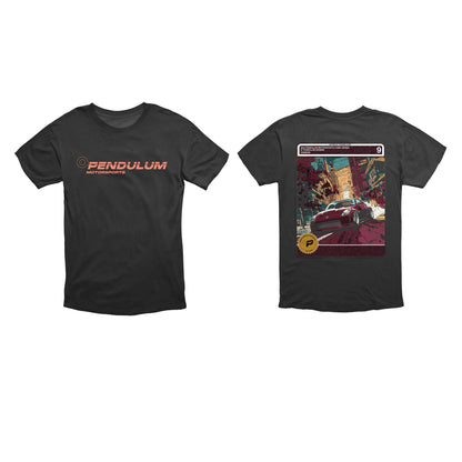 Nissan 300ZX Slammed tee in black, slammed Z32 comic graphic front and back